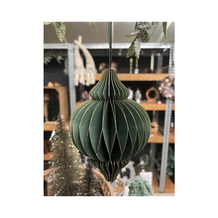 HBx natural Living Weihnachtskugel Zwiebelpapier 10cm grün