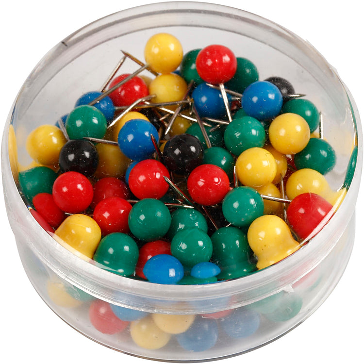 Creativ Firmenkartennadeln, L: 17 mm, D 6 mm, verschiedene Farben, 100 div. 1 Box