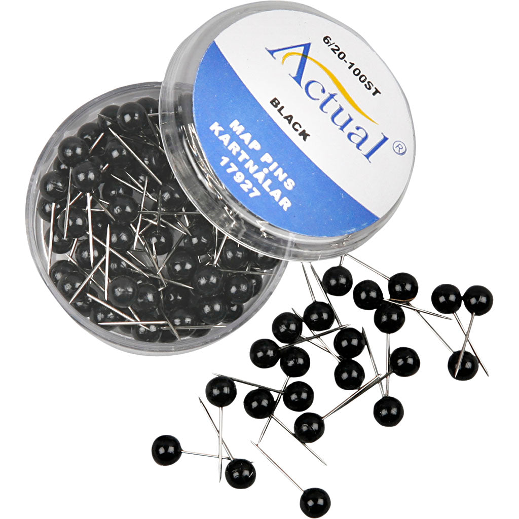 Creativ Firmenkartenpins, L: 17 mm, D 6 mm, schwarz, 100 Stück 1 Box