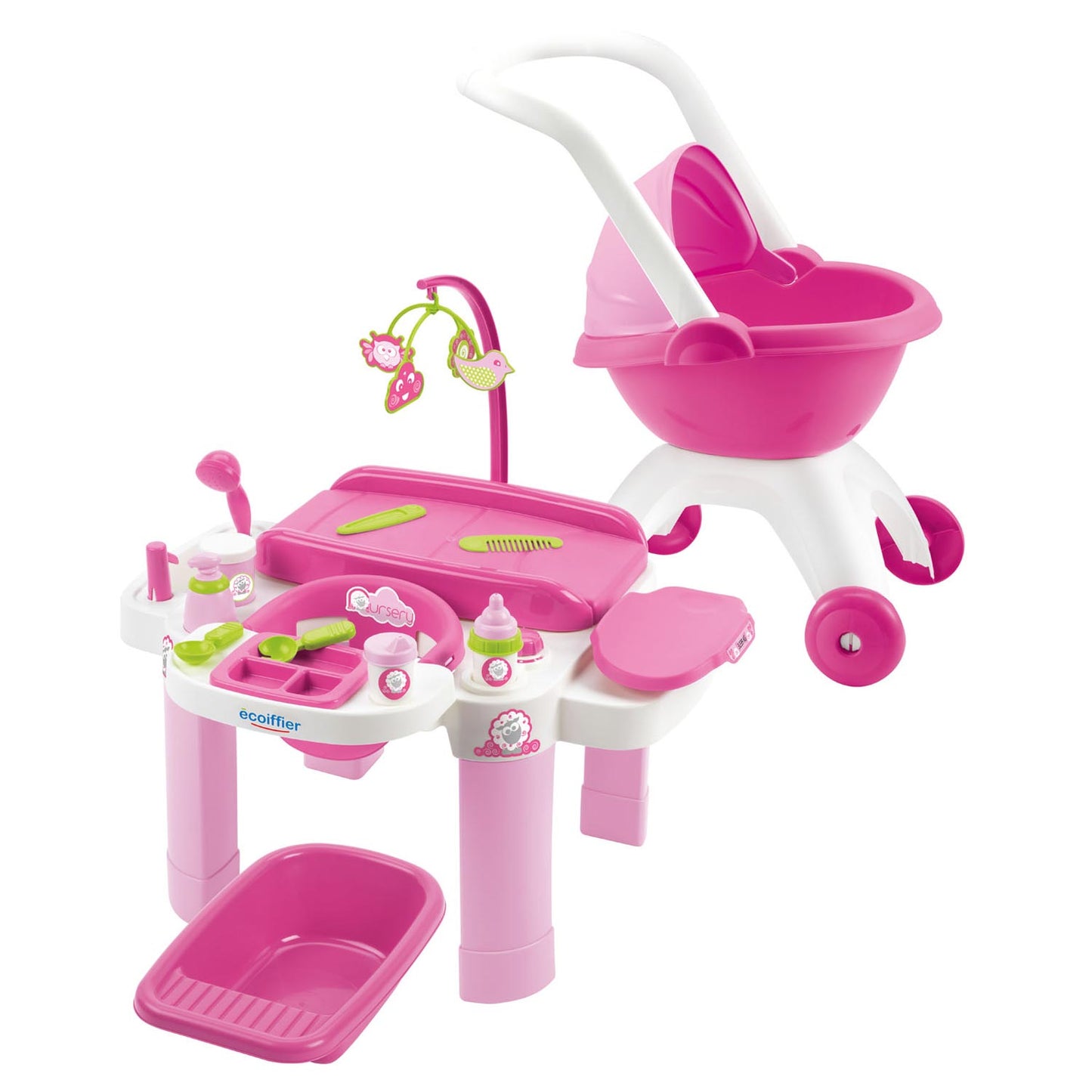 Ecoiffier Ecoffier Care Set mit Puppenwagen