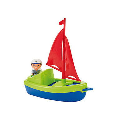 Ökoiffier Segelboot mit Spielfigur, 22 cm