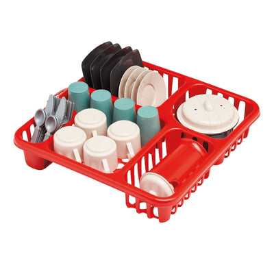 Ecoiffier bunter Geschirrständer mit Zubehör, 30 cm