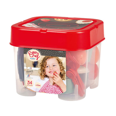 Ecoiffier 100% Chef -Speiseset mit Spielplätzen, 34dlg.