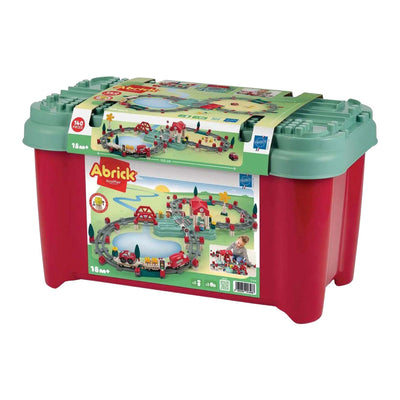 Abrick ecoiffier – Bauset Eisenbahngleise, Bahnhof und Zubehör, 140 Teile.