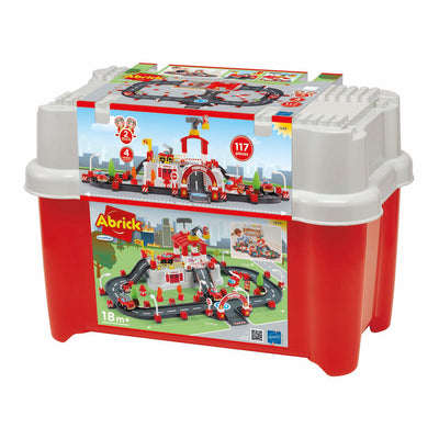 Abrick Ecoiffier Construction Set - Fire Brigade mit Deckel als Spielbasis - einschließlich Zubehör für Mini -City - Lagerung in Tonne - ab 18 Monaten