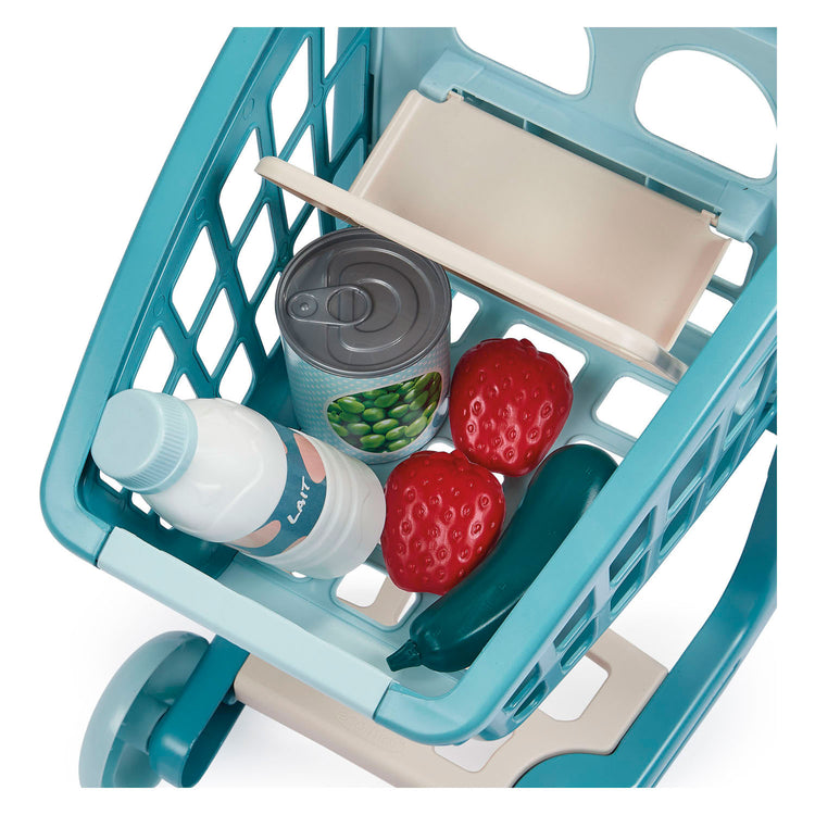 Ecoiffier Vert Azur gefüllter Einkaufswagen mit Babypuppe – 8 Stück.