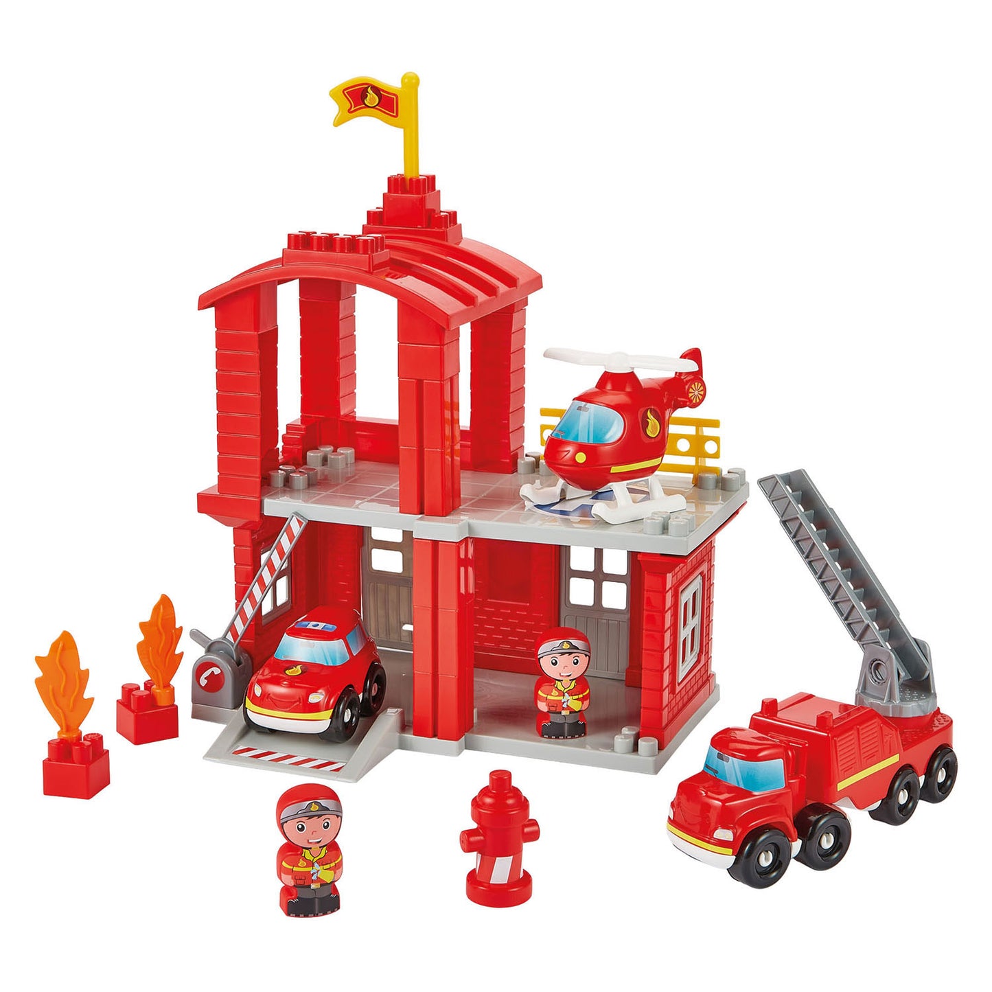 Ecoiffier-Feuerwache aus Stein mit 3 Fahrzeugen