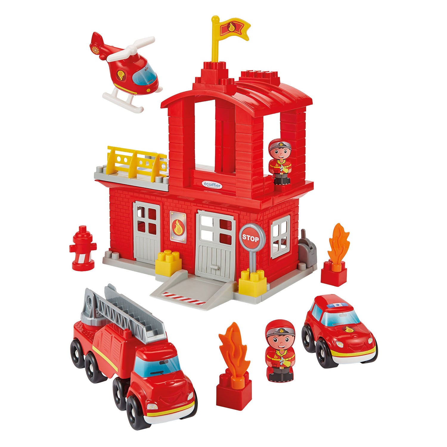 Ecoiffier-Feuerwache aus Stein mit 3 Fahrzeugen