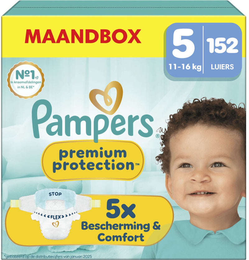 Pampers Premium Protection Größe 5, 152 Windeln, 11kg-16kg