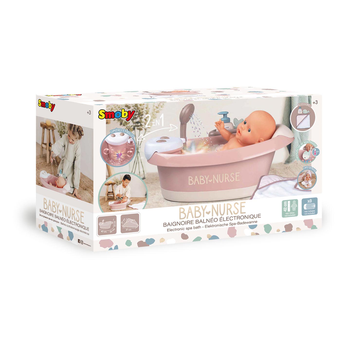 Smoby - Baby Schwesterbad mit Funktionen und Zubehör 3DLG.