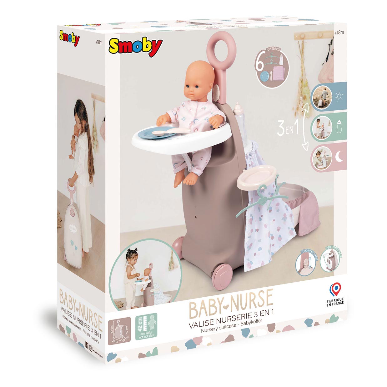 Smoby - Baby -Krankenschwester Pflegewagen 3in1