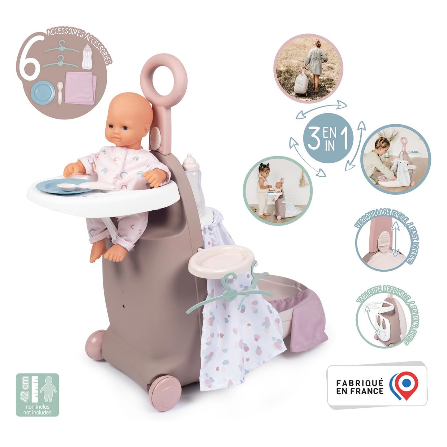 Smoby - Baby -Krankenschwester Pflegewagen 3in1