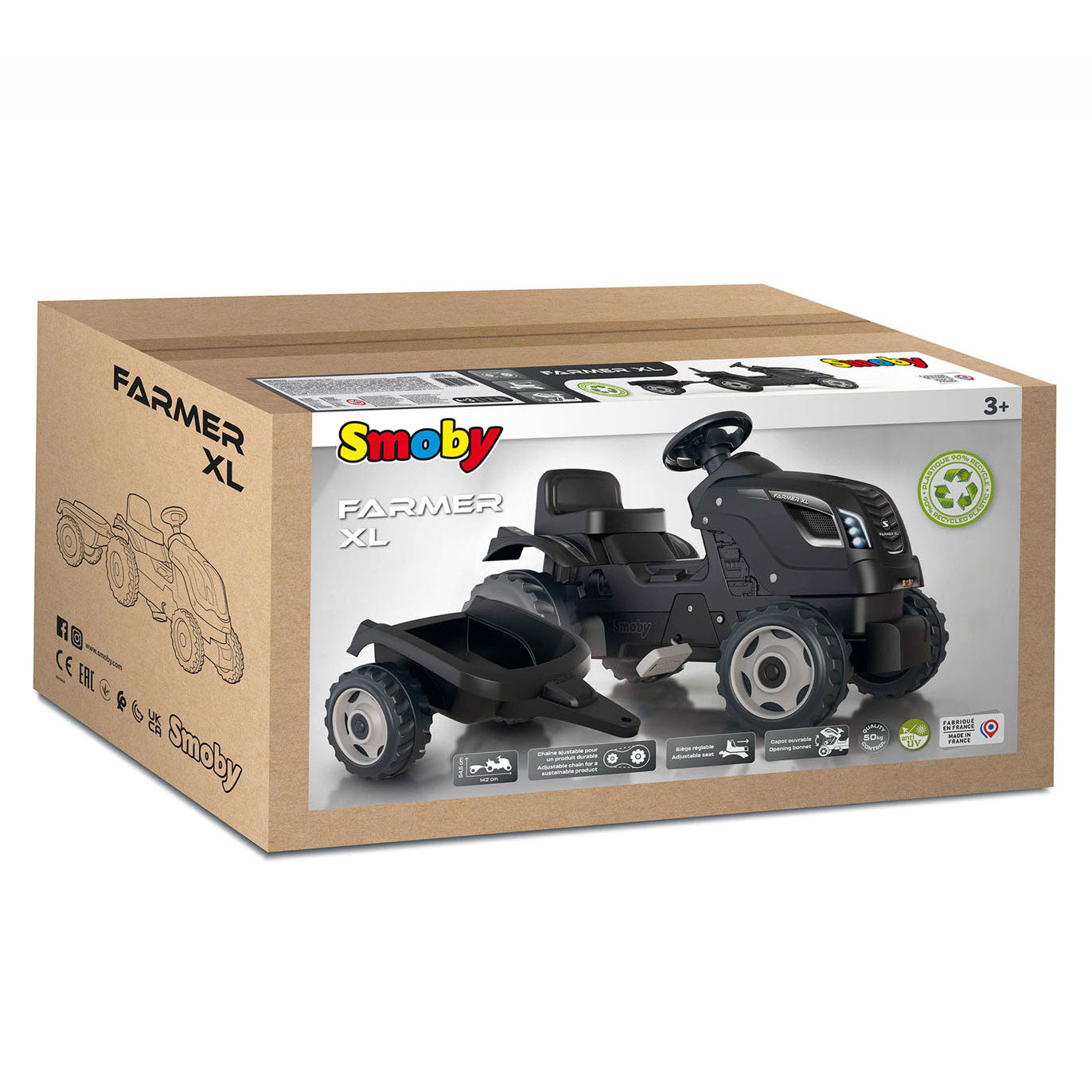 Smoby Farmer XL Steptractor mit Trailer Schwarz