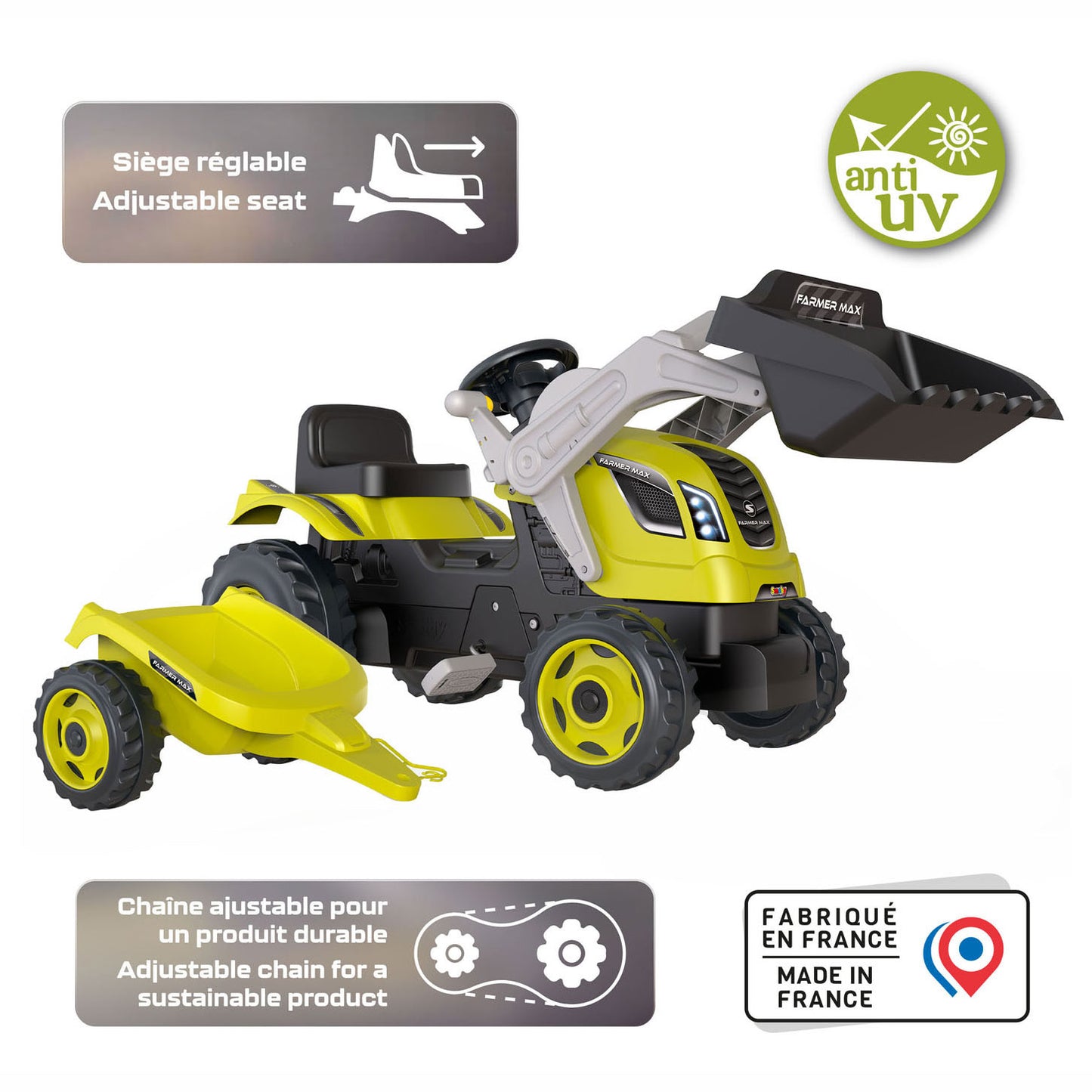 Smoby Farmer Max Treppentraktor mit Anhängergrün