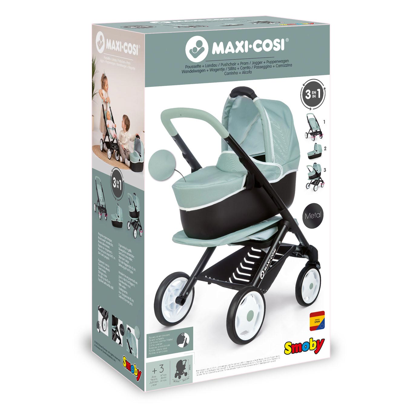 Smoby - Maxi -cosi Puppe richtiger Salbei 3in1