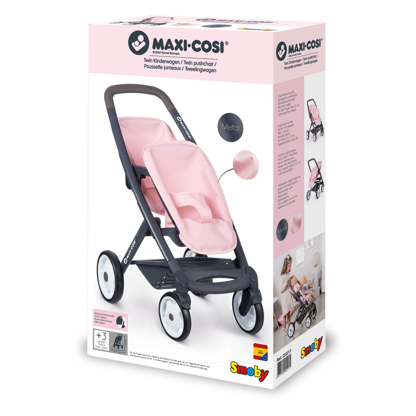 Smoby - Maxi -Cosi -Puppenwagen für 2 Puppen