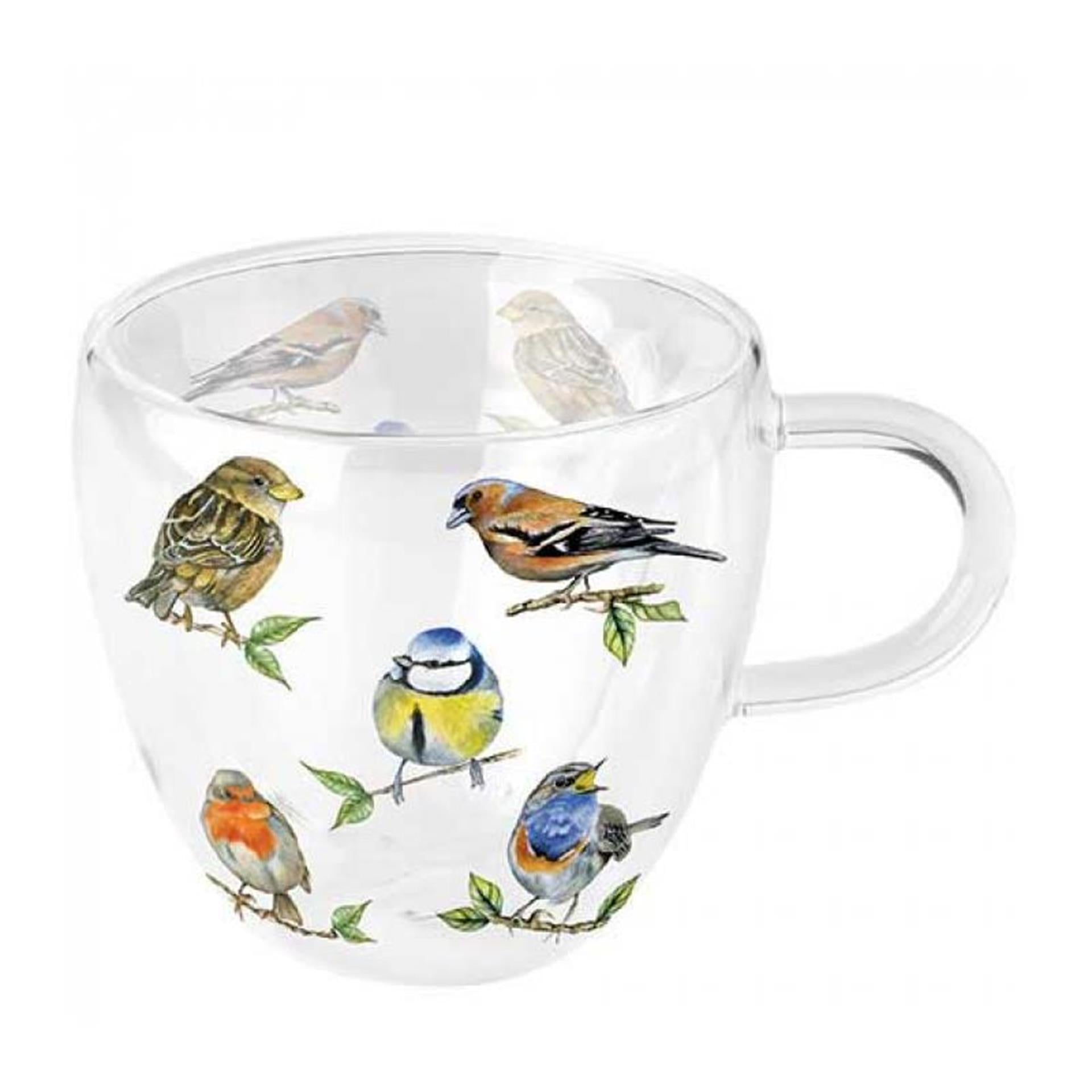 Ambiente Glas Vogelarten weiß