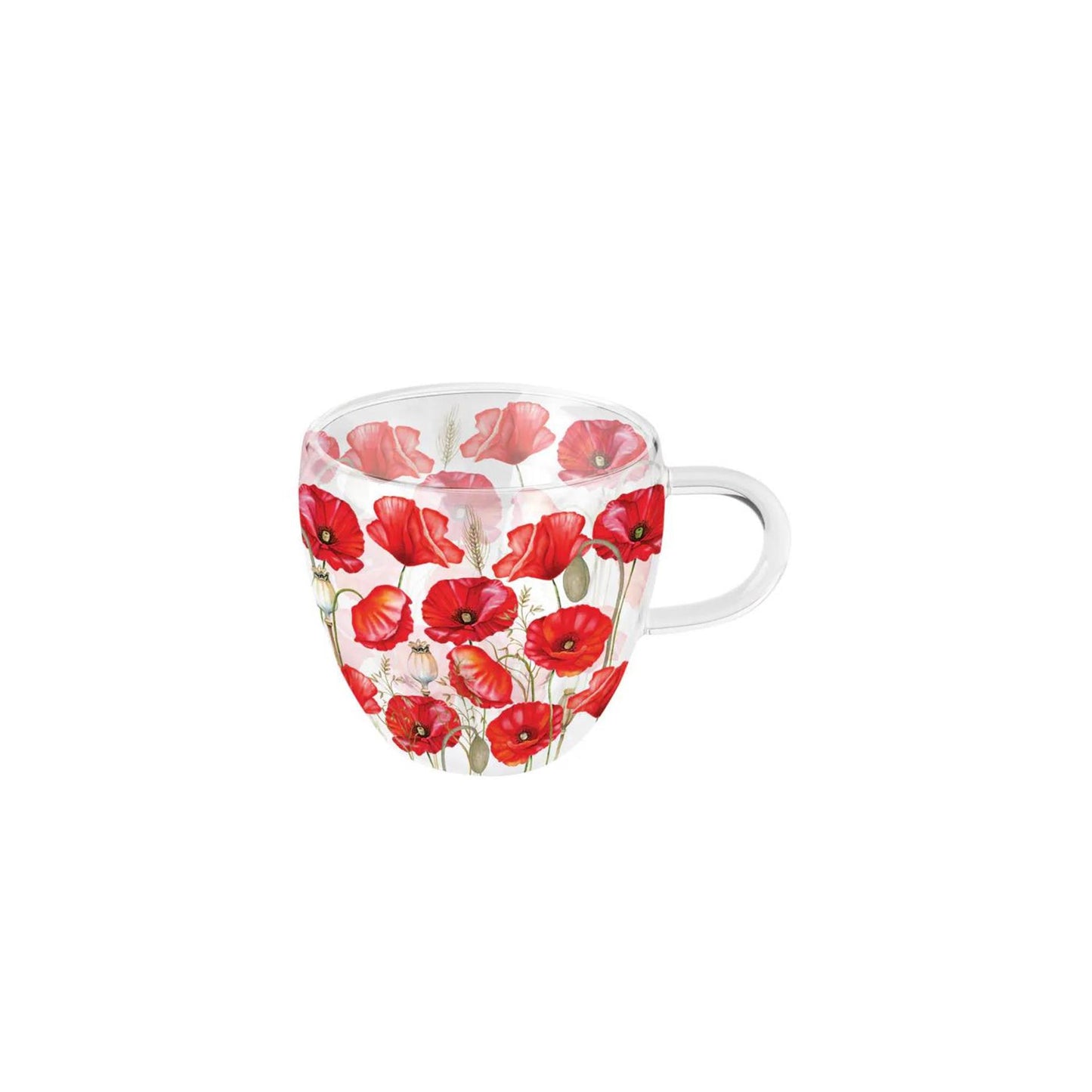 Ambiente doppelwandiges Glas 0,2l Mohn allover