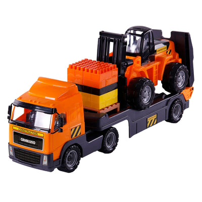 Cavallino Toys Cavallino Truck mit Anhänger und Gabelstapler, Skala 1:16