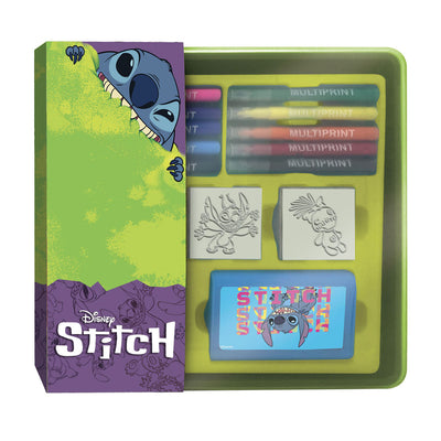 Multiprint -Briefmarken und Filztip -Stifte, die in Speicherbox eingestellt sind