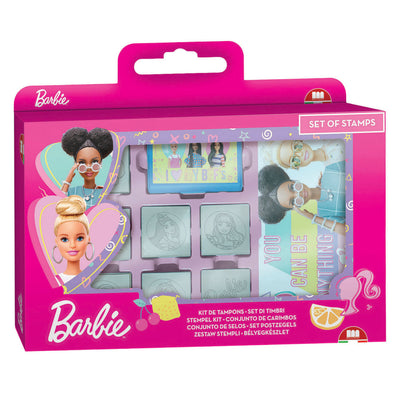 Mattel Holzstempel, Notizbuch und Filzstifte Barbie – 12 Stück.