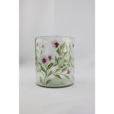 Villa-Atmosphäre Vase aus Glas mit rosa Blumen 13x13x15cm - afbeelding 1