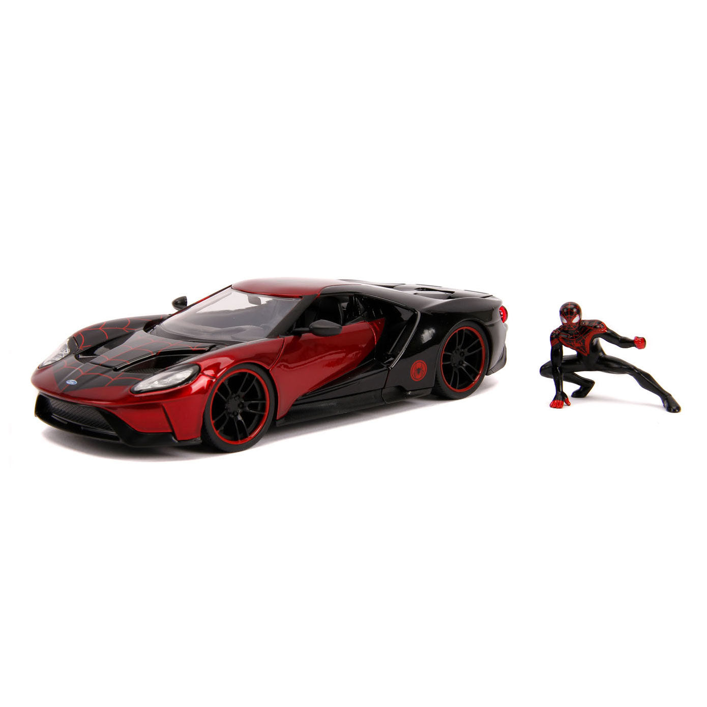 Jada Marvel Miles Morales Spiderman mit 2017 Ford GT Auto 1:24