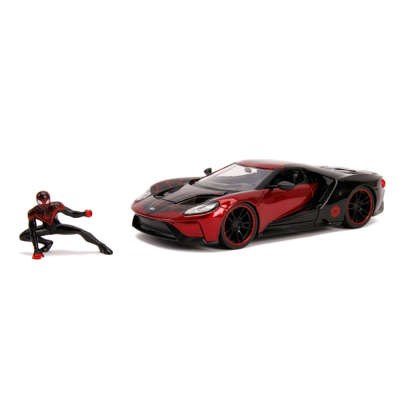 Jada Marvel Miles Morales Spiderman mit 2017 Ford GT Auto 1:24