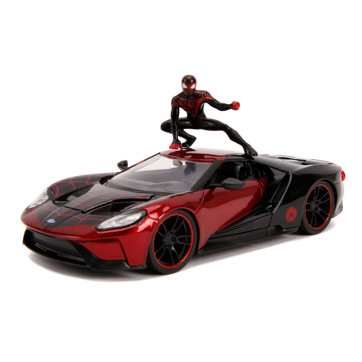 Jada Marvel Miles Morales Spiderman mit 2017 Ford GT Auto 1:24
