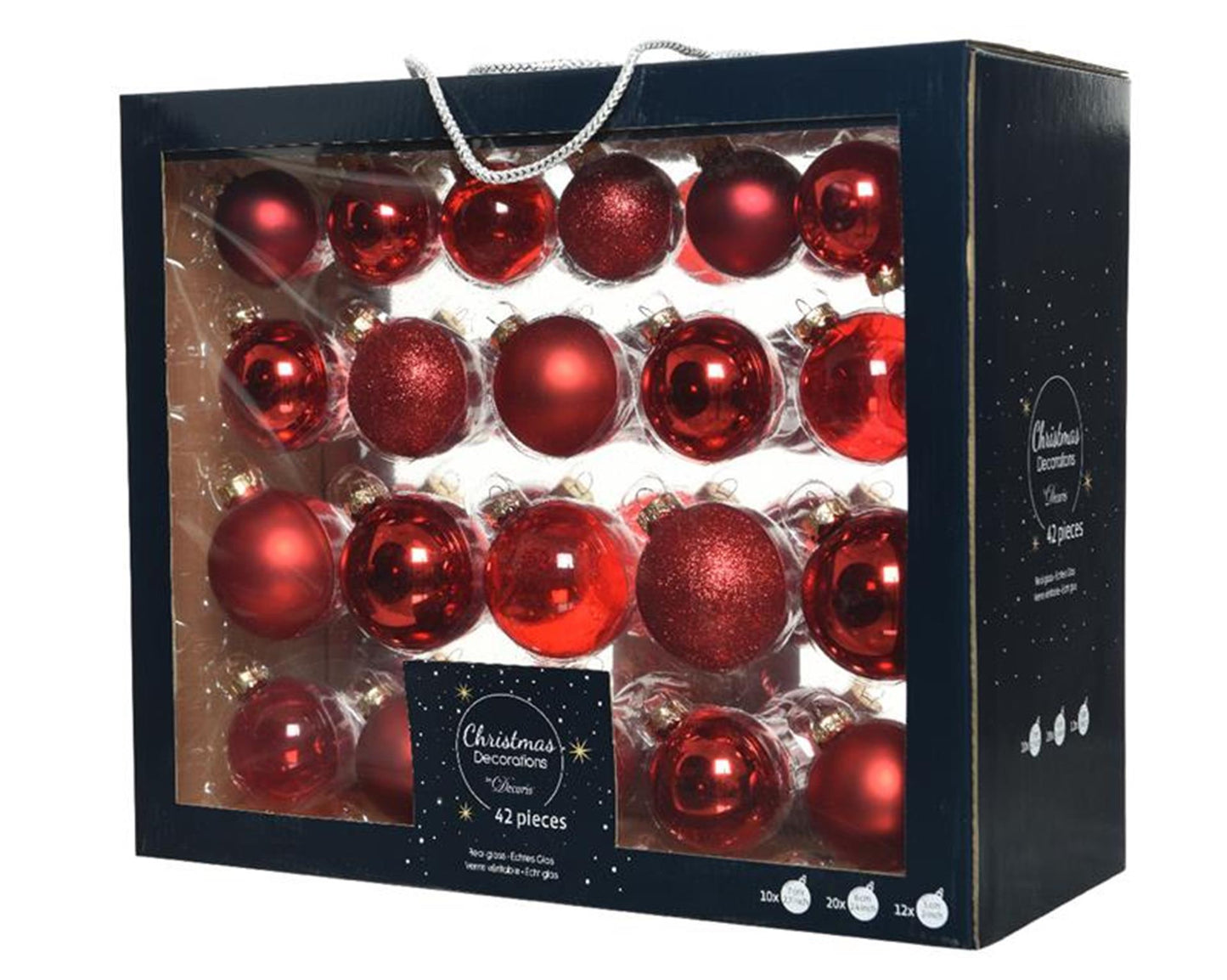 Decoris Weihnachtskugel-Set Glasmix Weihnachten rot 42-tlg.