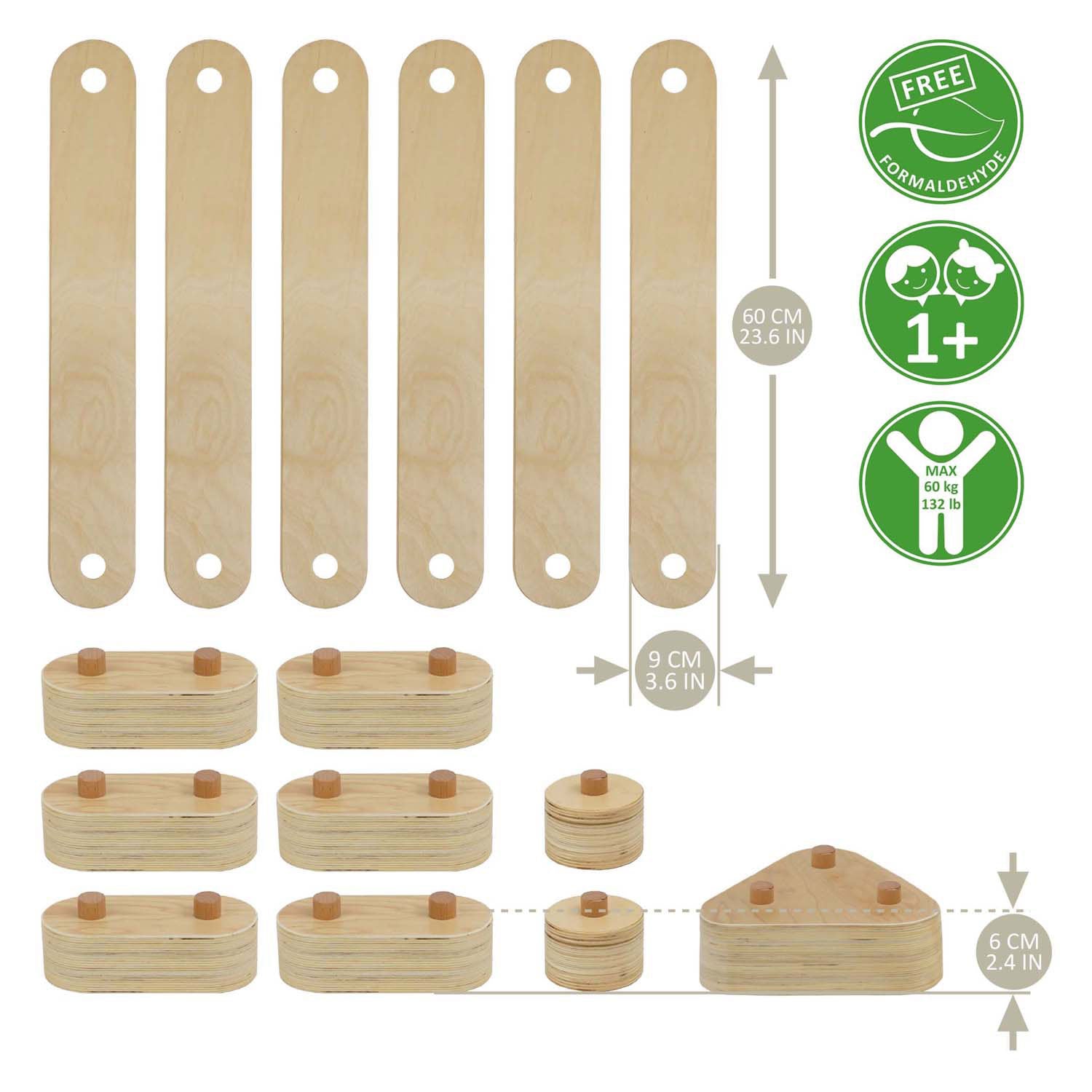 RC-Holzwaage-Set, 15-teilig.