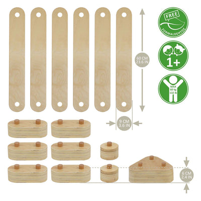RC-Holzwaage-Set, 15-teilig.