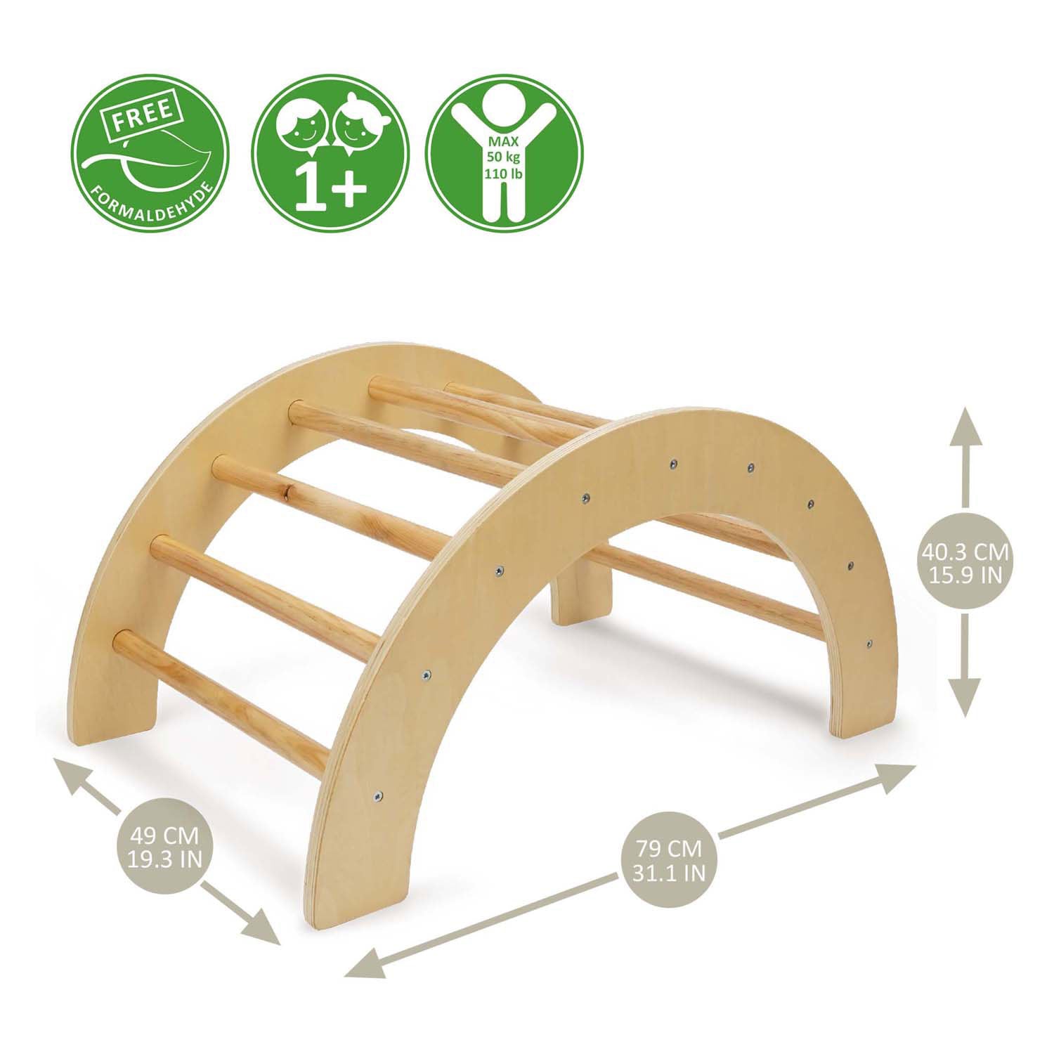 Kletterbogen aus Holz mit Rutschenset