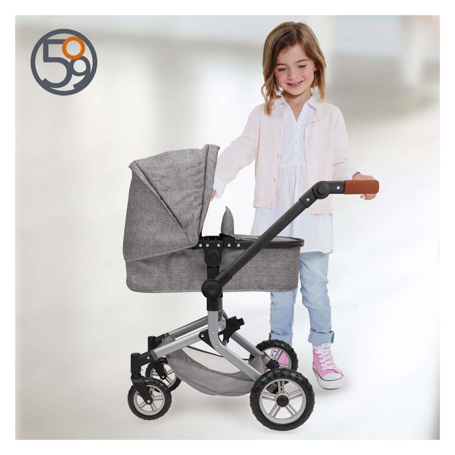 2-in-1-Puppenwagen mit Tasche - Grau