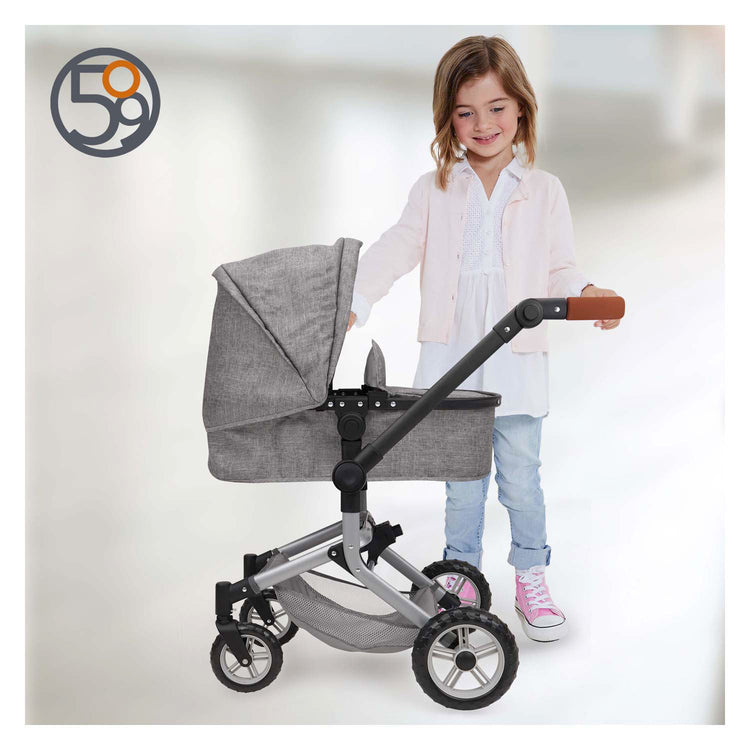2-in-1-Puppenwagen mit Tasche - Grau