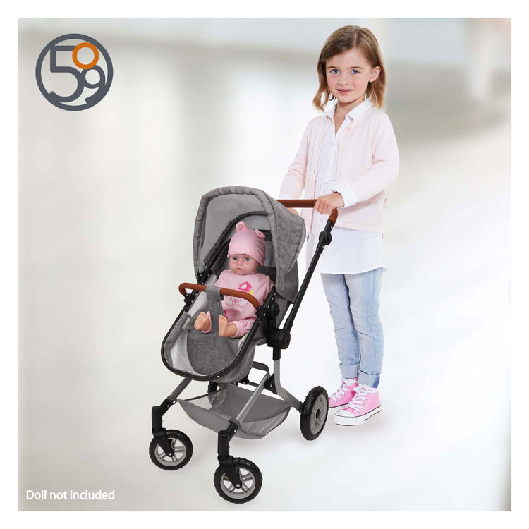 2-in-1-Puppenwagen mit Tasche - Grau