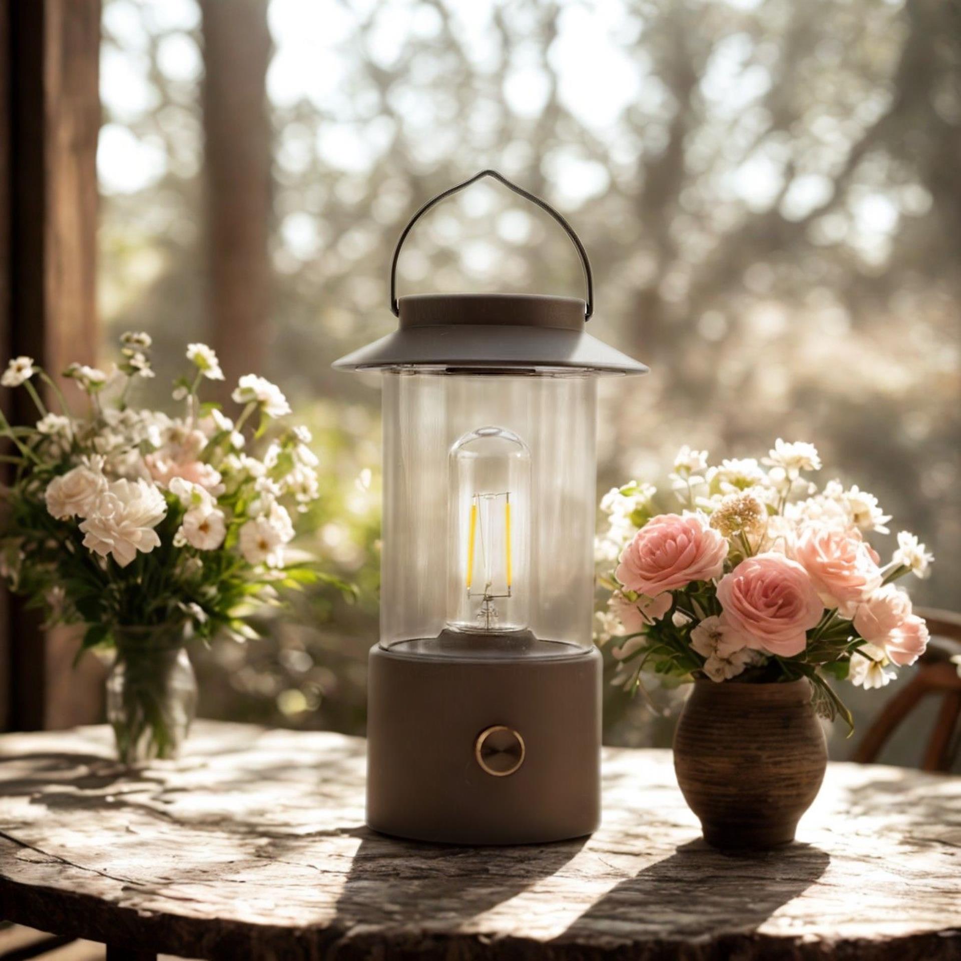 Anna's Collection LED-Laterne Taupe 24x9cm auf USB