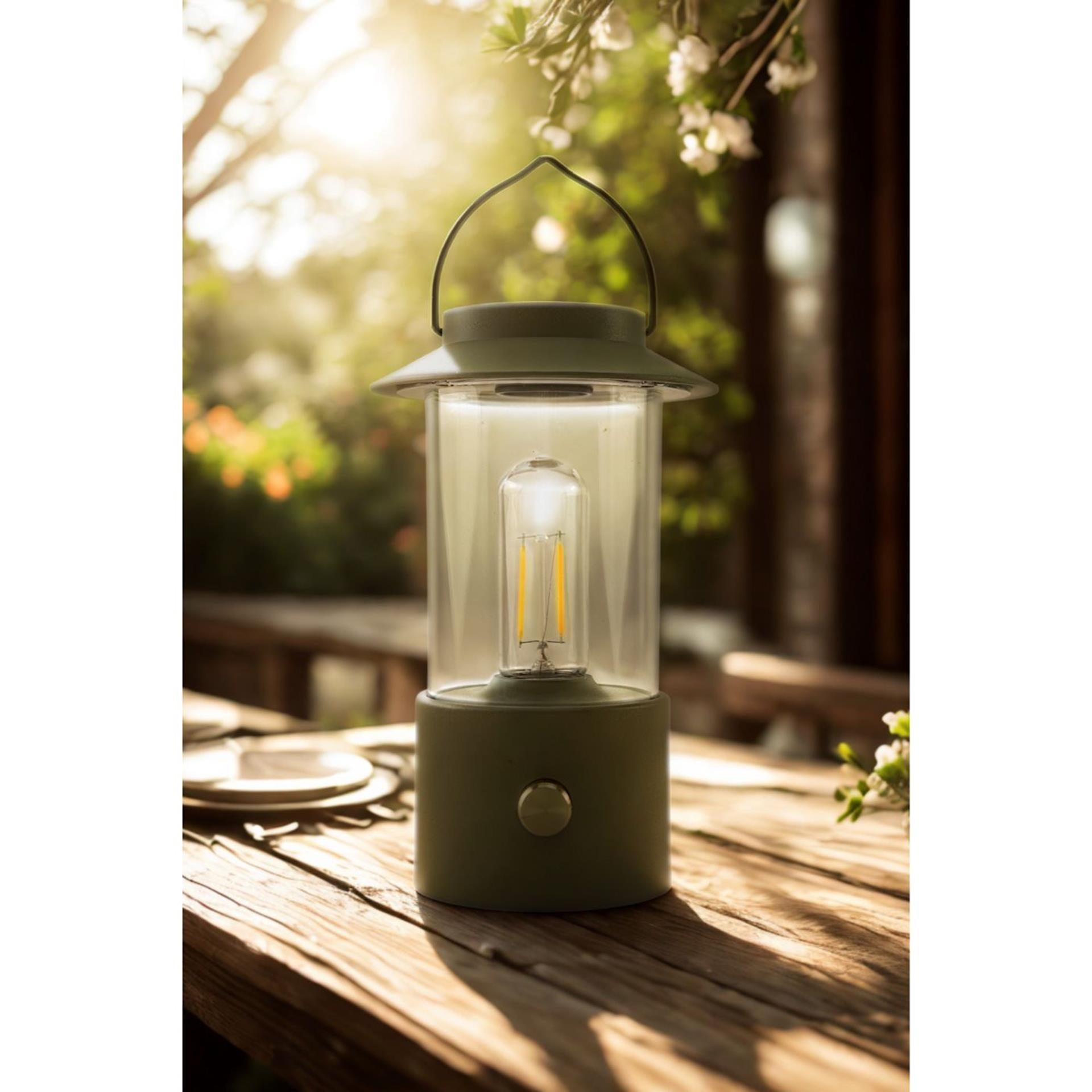 Anna's Collection LED-Laterne oliv 24x9cm auf USB