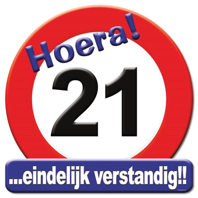 Paperdreams Kronenschild-Verkehrsschild – 21 Jahre