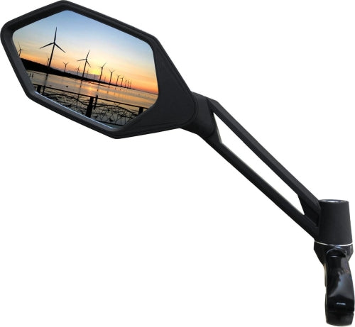 Spiegel auf der linken E-Bike Black Luxury Adjustmentb. Lenkung.