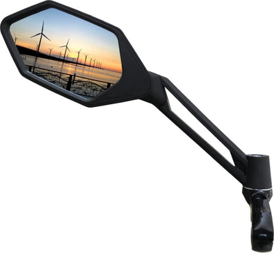 Spiegel auf der linken E-Bike Black Luxury Adjustmentb. Lenkung.