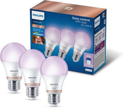 Philips Beleuchtung Philips Smart Lighting – Lampe 3er-Pack – intelligente LED-Beleuchtung – farbiges und weißes Licht – E27 – 60 W – matt – WLAN