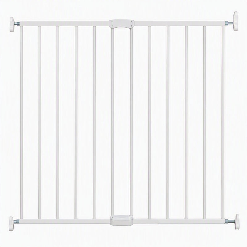Munchkin Metall-Schraubtor – Treppenschutzgitter mit Bohrung – Schutzgitter mit Wandbefestigung – 64,5 bis 102 cm – oben und unten verstellbar – weiß