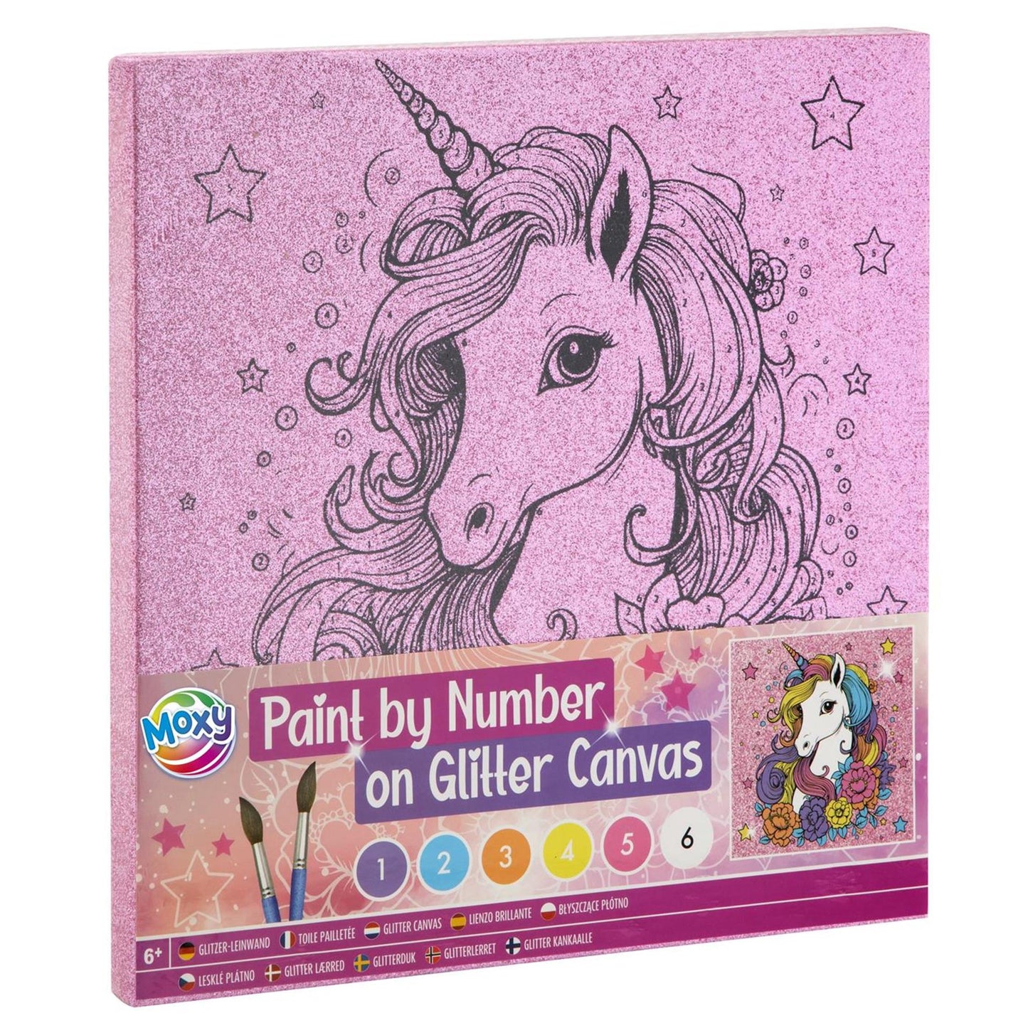 Kreative Handwerksgruppenmalerei nach Nummer Glitter Leinwand, 9dlg.