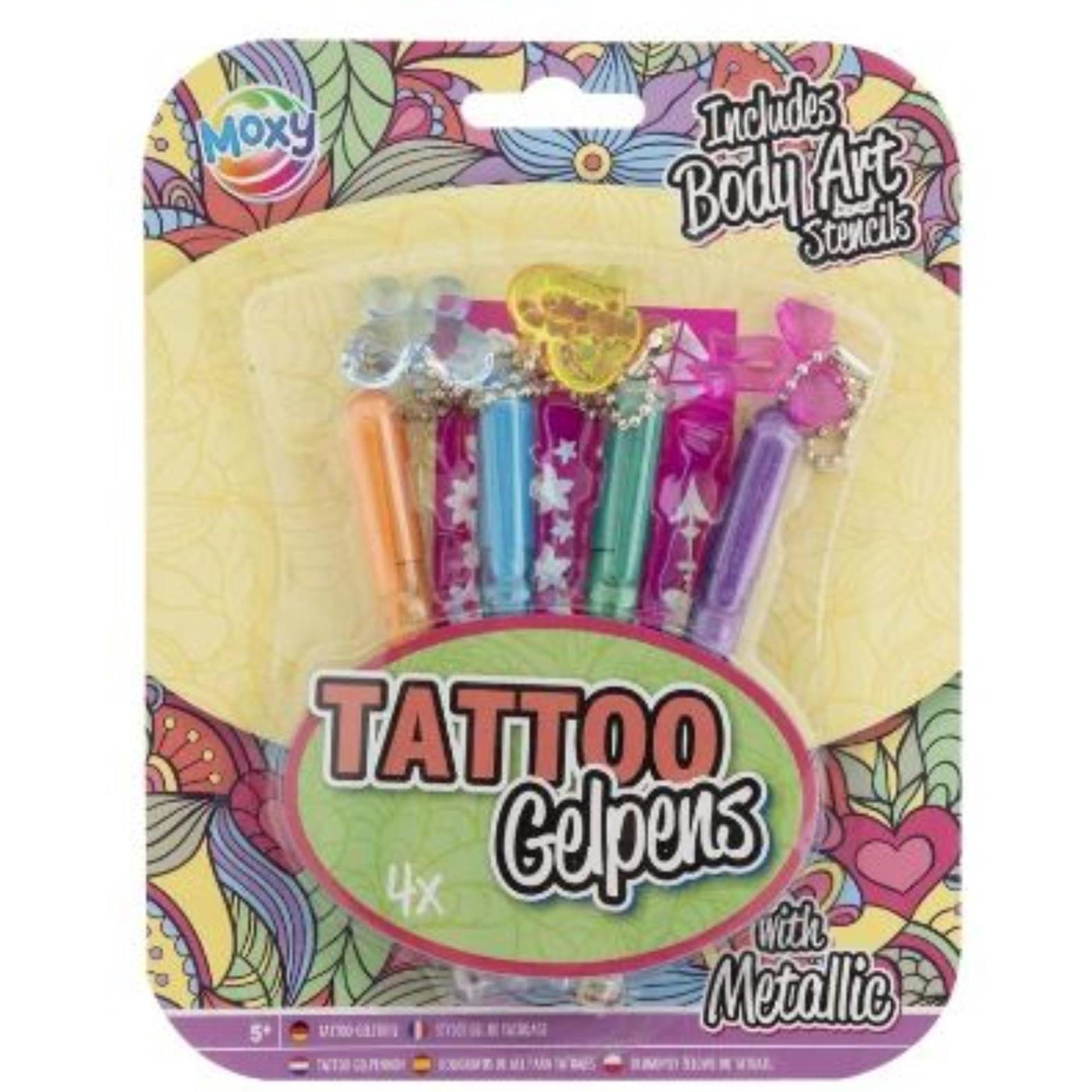 Creative Craft Group Tattoo Gelpennen Metallic mit Vorlage, 4st.