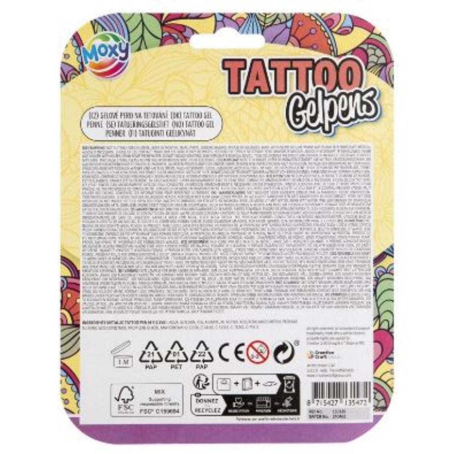 Creative Craft Group Tattoo Gelpennen Metallic mit Vorlage, 4st.