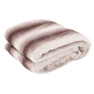 Wohndecke Plaid Taupe 150x200 Rabbitfur -Look mit weicher Auskleidung im Inneren