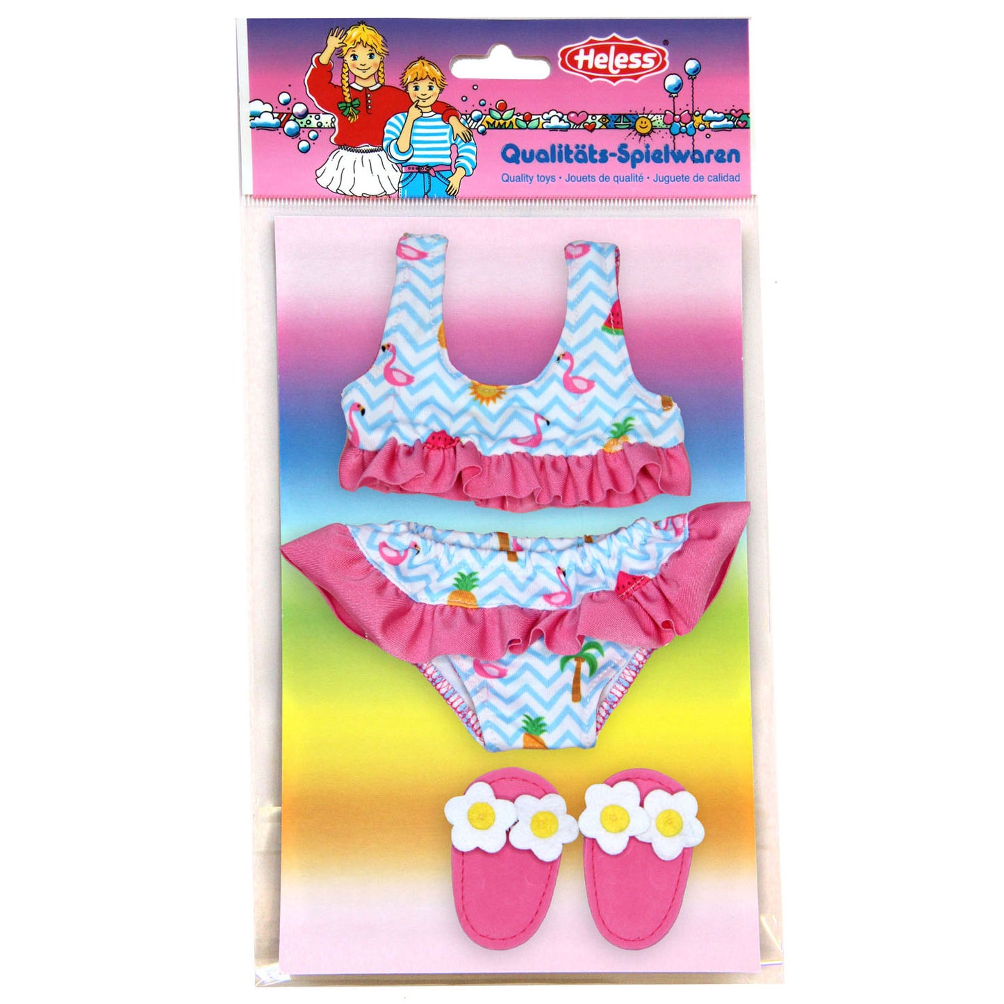 Heless Dolls Bikini mit Flamingo-Hausschuhen, 28-35 cm