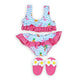 Puppenbikini mit Flamingo-Hausschuhen, 35-45 cm