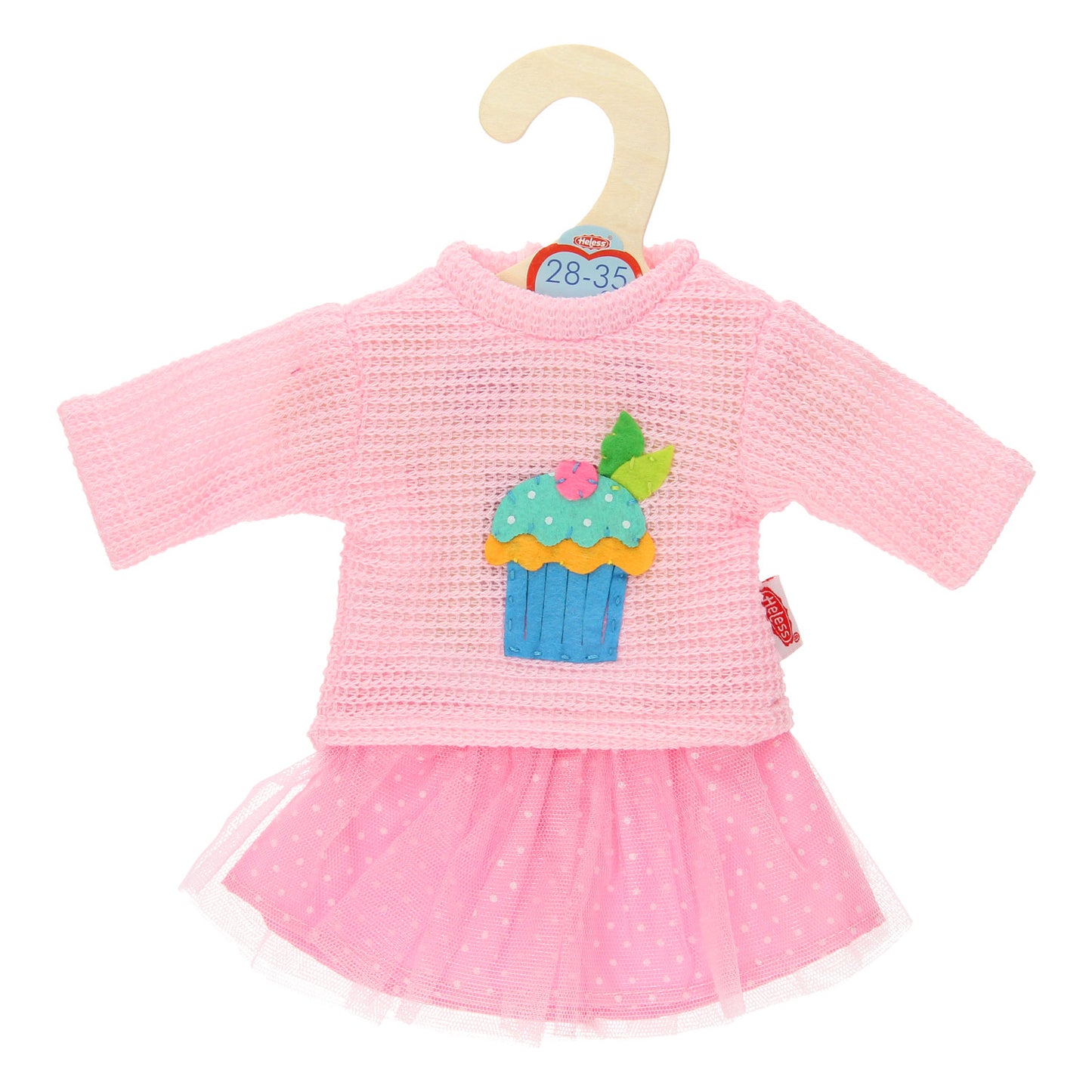 Puppenpullover mit Rock rosa, 28-35 cm